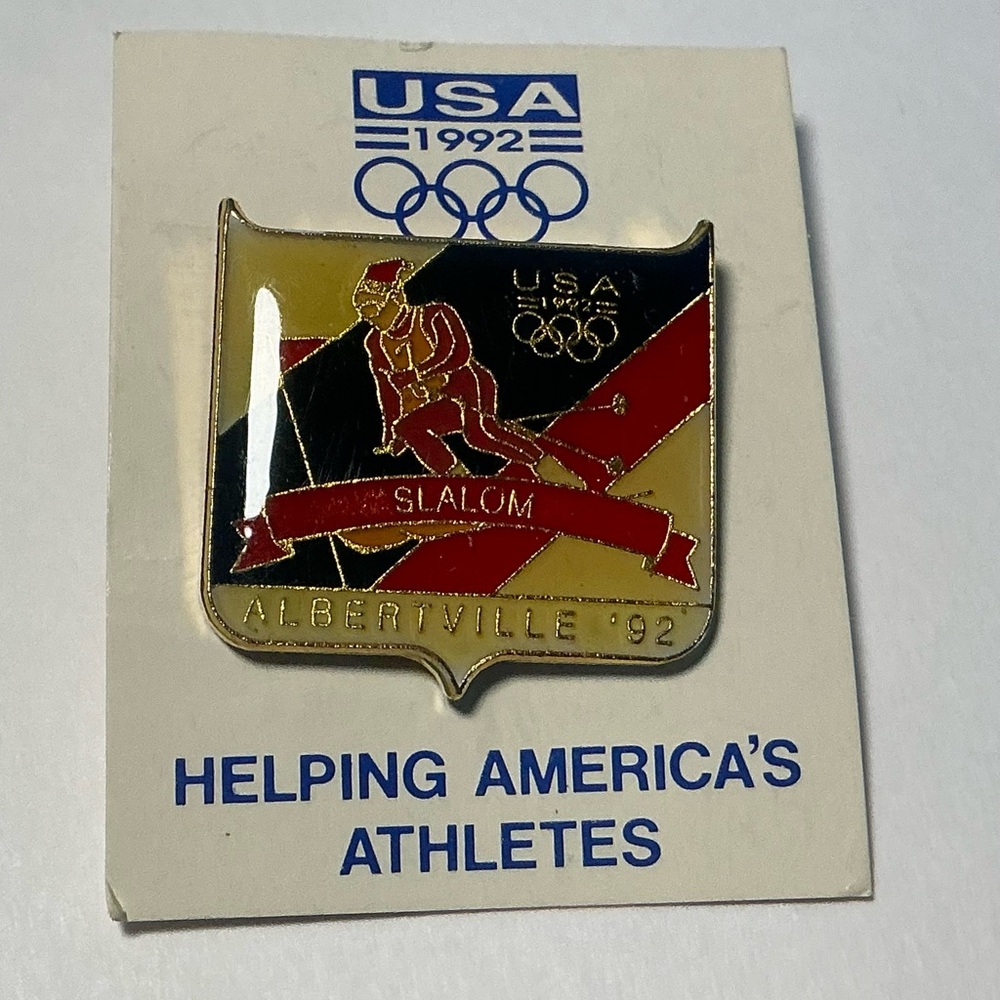 Collectible Pin 1992 USA Winter Olympic Games Albertville SLALOM Vintage NEW